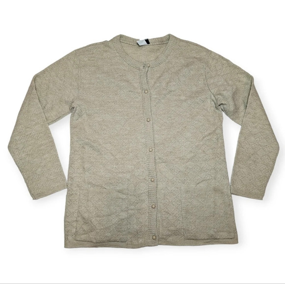 Vintage Penman's Oatmeal Cream Tan Button Down Knit Cardigan Woman Small - Picture 1 of 9